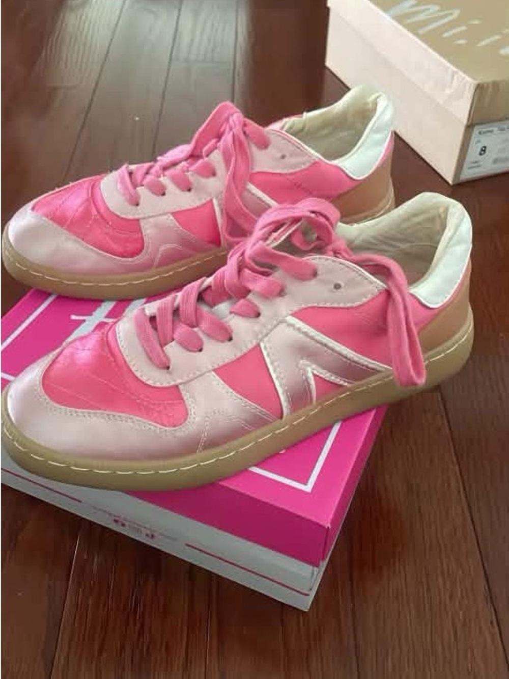 MIA Pink and Beige Low-Top Sneakers